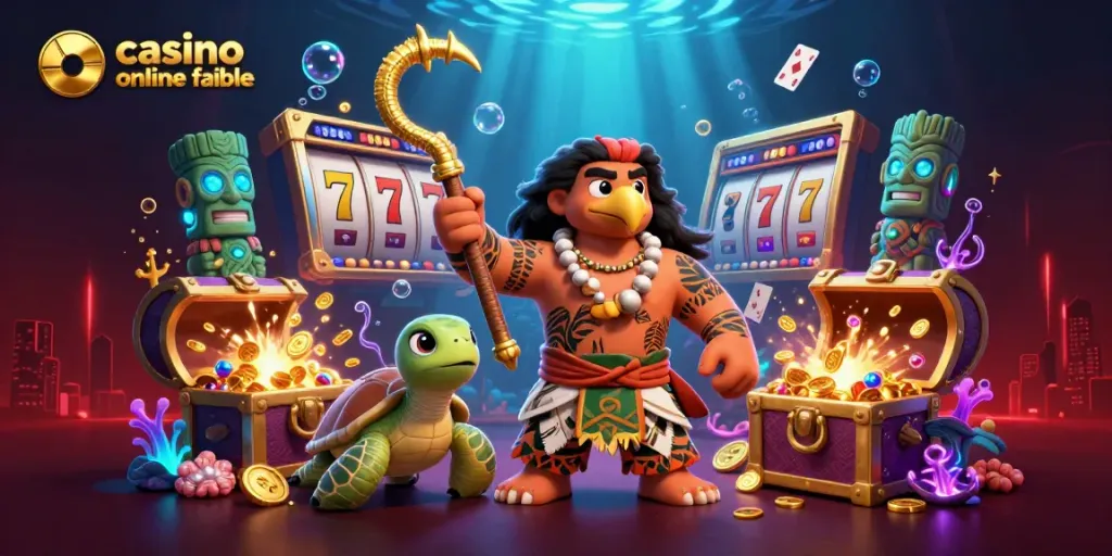 Disfruta de un casino online fiable con tragamonedas y juegos seguros en esta vibrante ilustración.