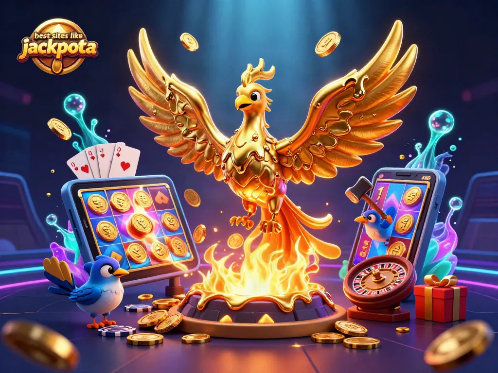 Engage with the best sites like Jackpota in this vibrant casino-themed digital illustration.