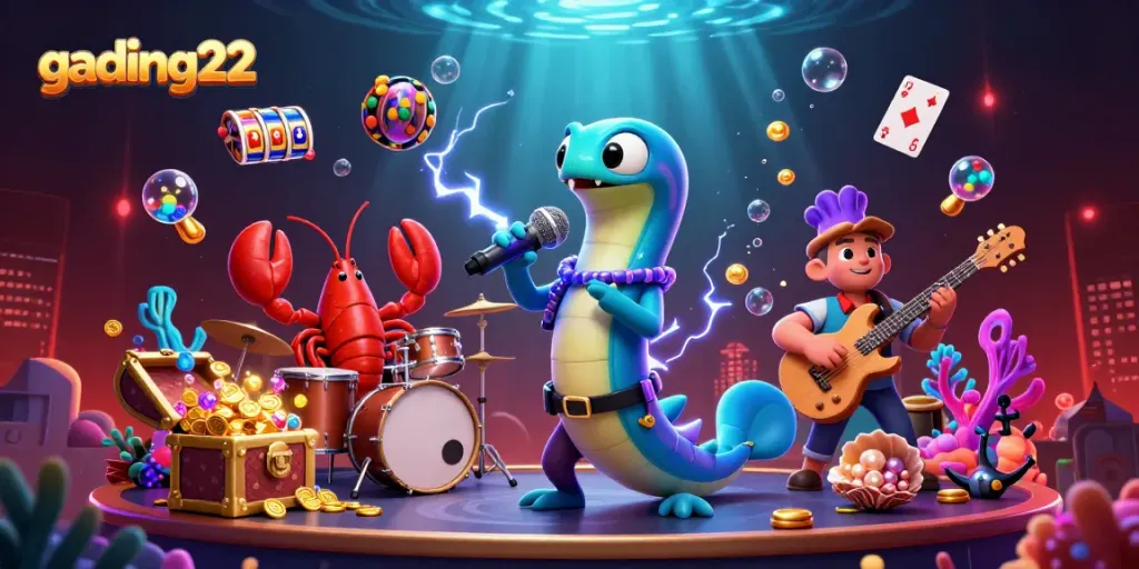 Experience thrilling gameplay with gading22 featuring a lively underwater casino band.