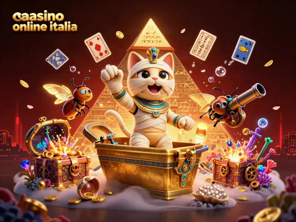 Gioca sui casinò online Italia con la mummia egizia mentre esplode una cassa di tesoro.