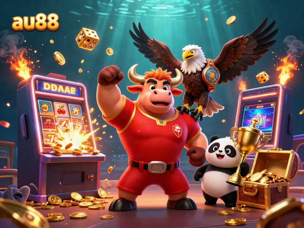Experience thrilling jackpots at au88 with dynamic characters and vibrant casino scenes.