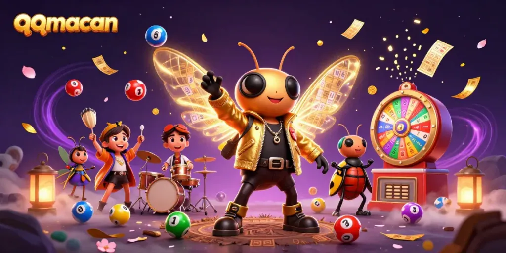 Experience the exciting world of qqmacan with vibrant lottery-themed 3D art, dynamic characters, and engaging visuals.