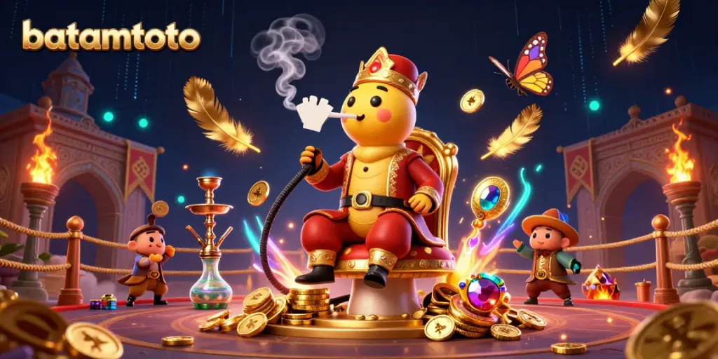 Experience thrilling poker action with batamtoto highlighted in a vibrant 3D casino scene.