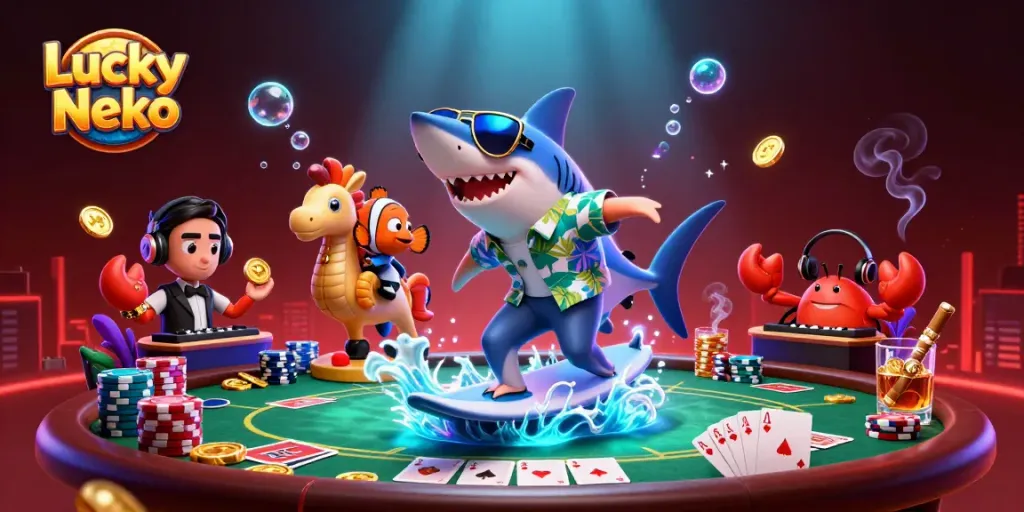 Engage with Lucky Neko through an exciting 3D casino scene filled with action and vibrant colors.