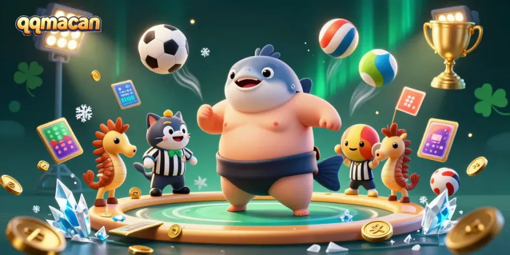 Experience thrilling action with qqmacan as a fugu and catfish referee set the underwater casino scene.