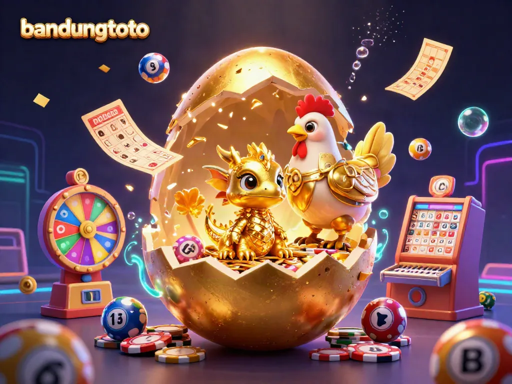 Engage with bandungtoto's thrilling characters as golden treasures reveal a golden dragon amidst animated lottery action.