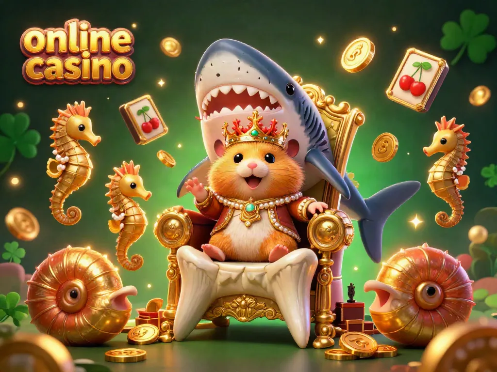 Juega con el rey hamster en un emocionante casino online con símbolos de jackpot y oro.