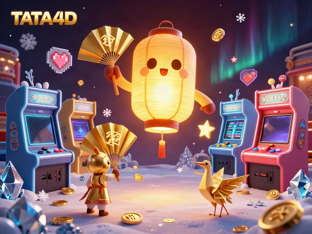 Experience TATA4D's exciting gaming world with a giant lantern spirit and colorful arcade elements.