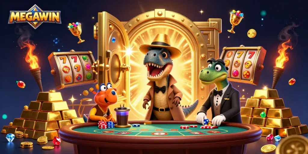 Menangkan jackpot di MEGAWIN dengan slot fantastis yang kaya warna dan suasana kasino.
