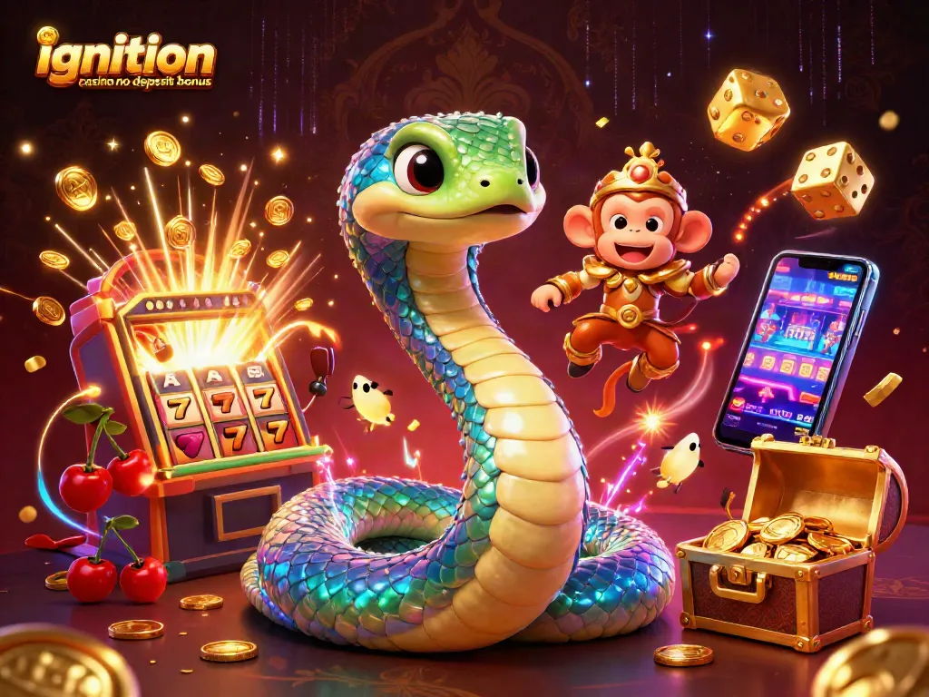 Experience the excitement of ignition casino no deposit bonus with vibrant casino-themed 3D illustration.