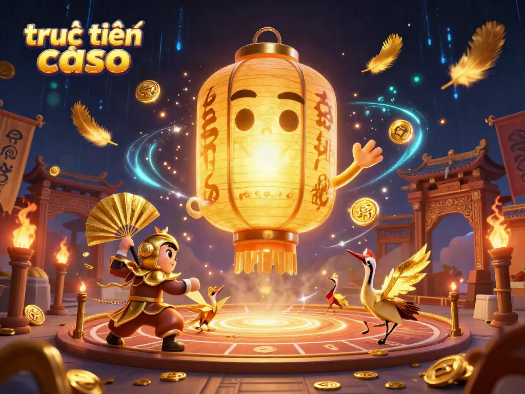 Trực tuyến casino - Khám phá vẻ đẹp của casino ảo với linh hồn đèn vàng lung linh và chiến binh quạt giấy.