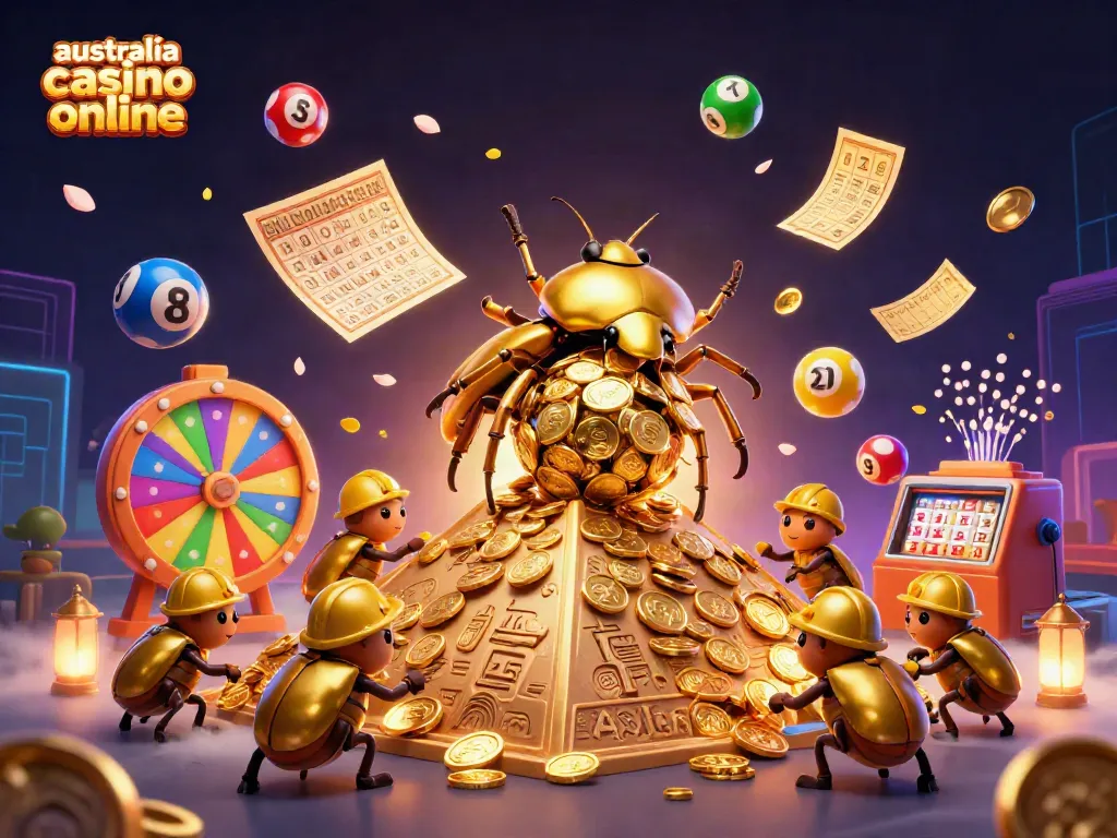 Experience thrilling gameplay at australia casino online with beetles rolling golden coin jackpots.