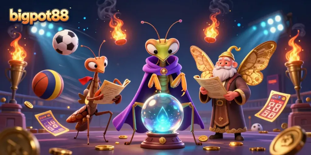 bigpot88 menampilkan peramal mantis 3D yang penuh warna dan permainan taruhan olahraga, memberikan pengalaman bermain yang magis.