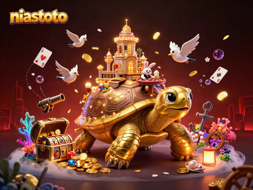Spin to win at niastoto with an extravagant 3D casino scene featuring amazing game elements.