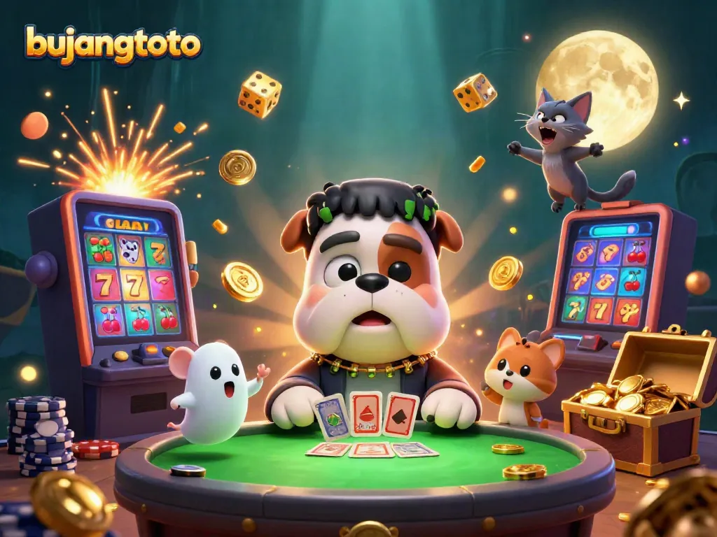 Engage in thrilling games with bujangtoto as the vibrant characters bring the casino atmosphere alive.