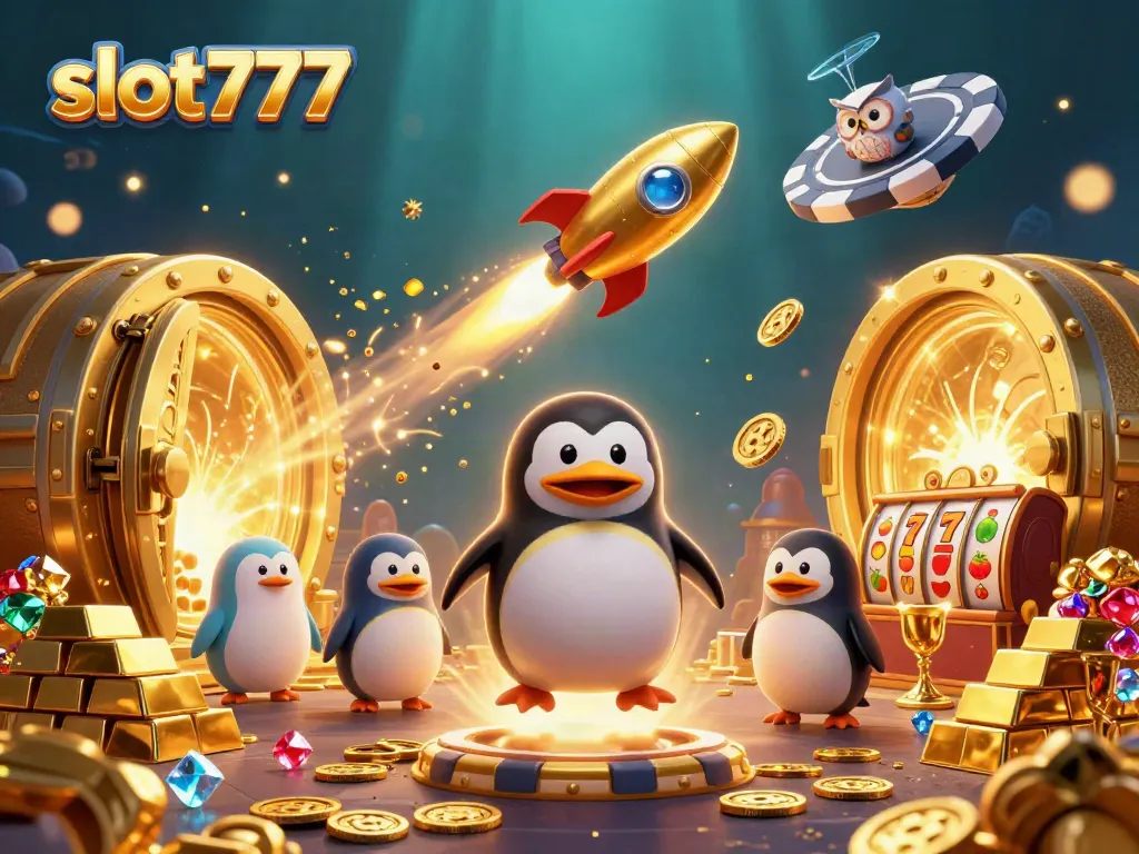 Spin reels with slot777 in a vibrant 3D fantasy casino scene packed with treasure and action.