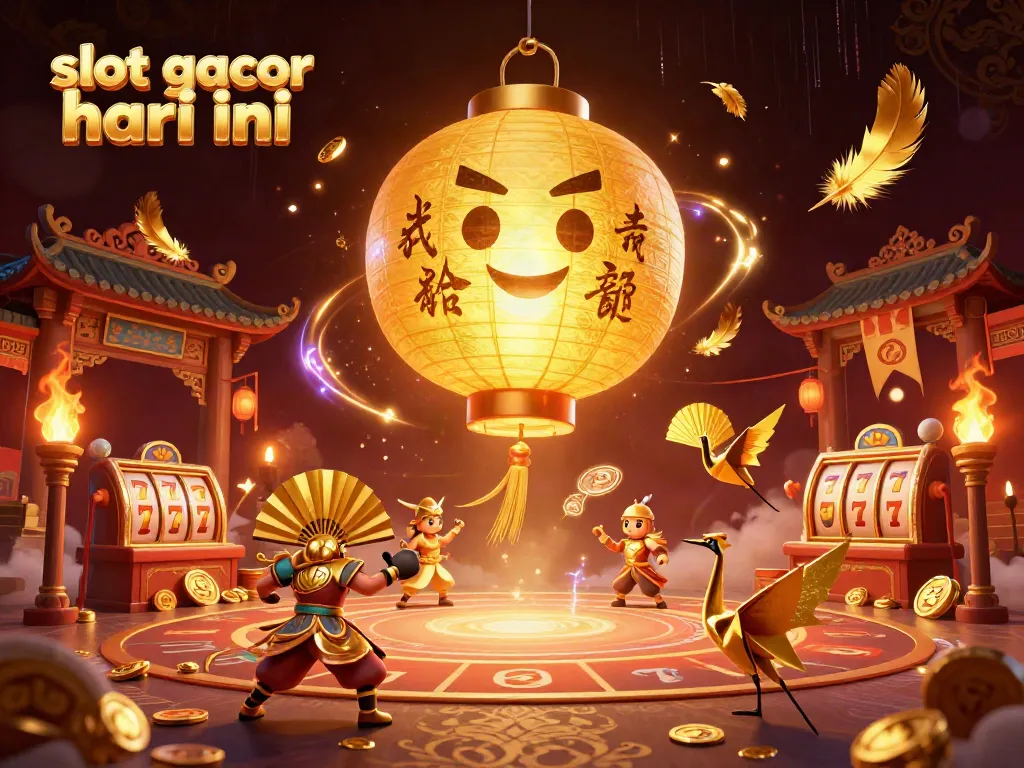 Slot gacor hari ini: Engaging illustration of a lively casino environment with golden lantern spirit and vibrant gaming elements.