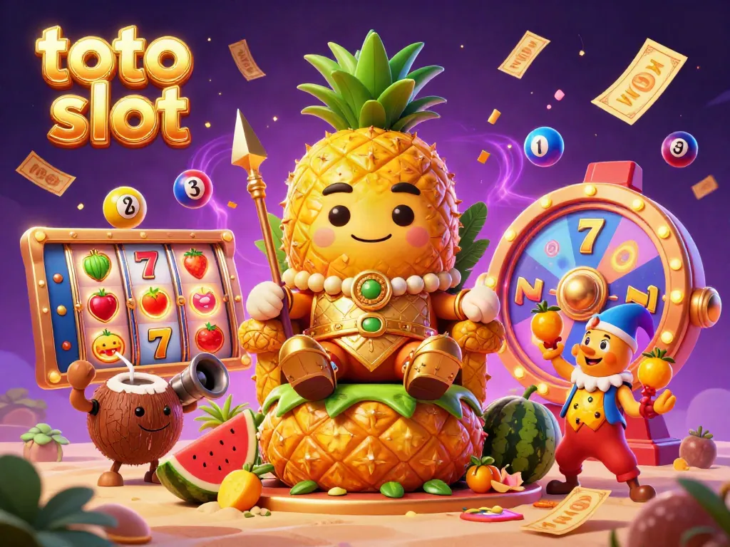 Engage with the exciting world of toto slot, featuring a vibrant beach casino scene with golden characters and lively game elements.