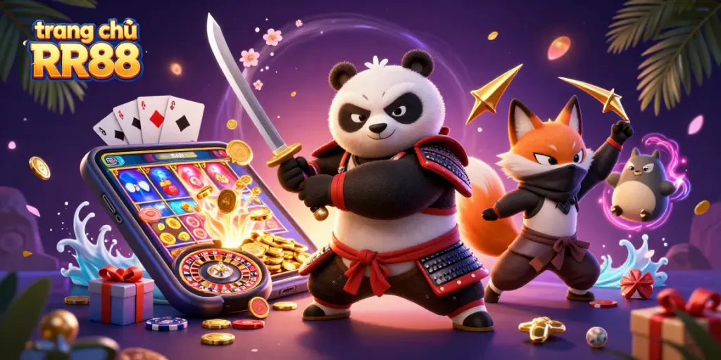 Engage in gaming excitement on trang chủ RR88 with vibrant characters and thrilling game elements.