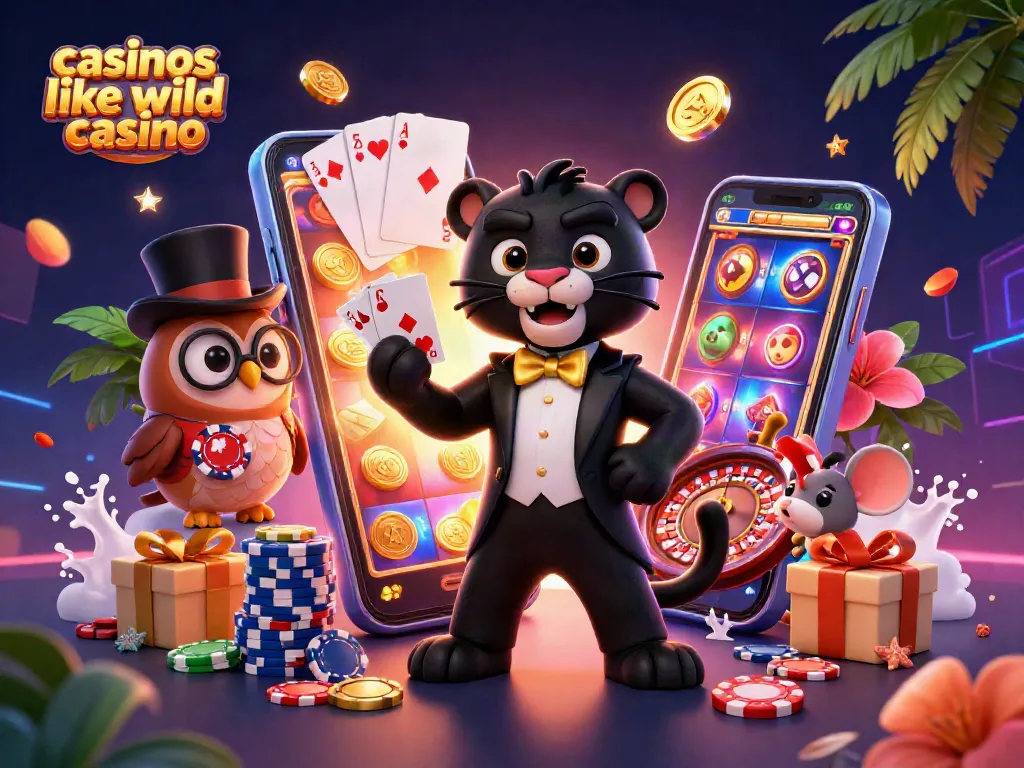 Engaging gameplay at casinos like wild casino, featuring a panther dealer, joyous owl, and lucky mouse.