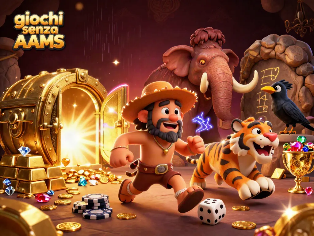 Gioca a giochi senza AAMS in un casinò preistorico con personaggi avventurosi e tesori scintillanti.