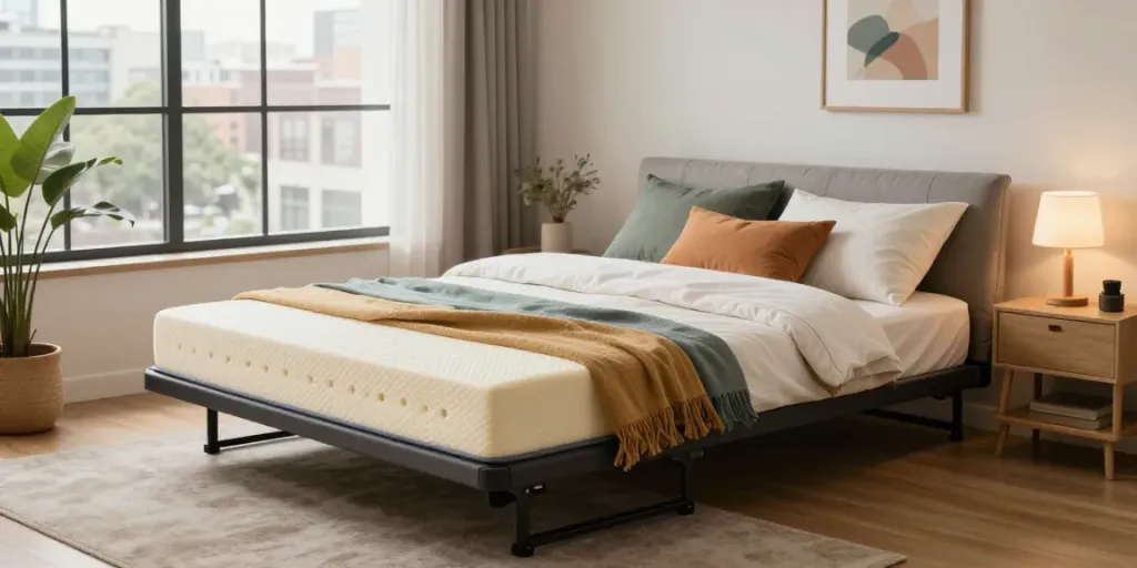 The price of folding beds showcased in a cozy urban bedroom with stylish decor.