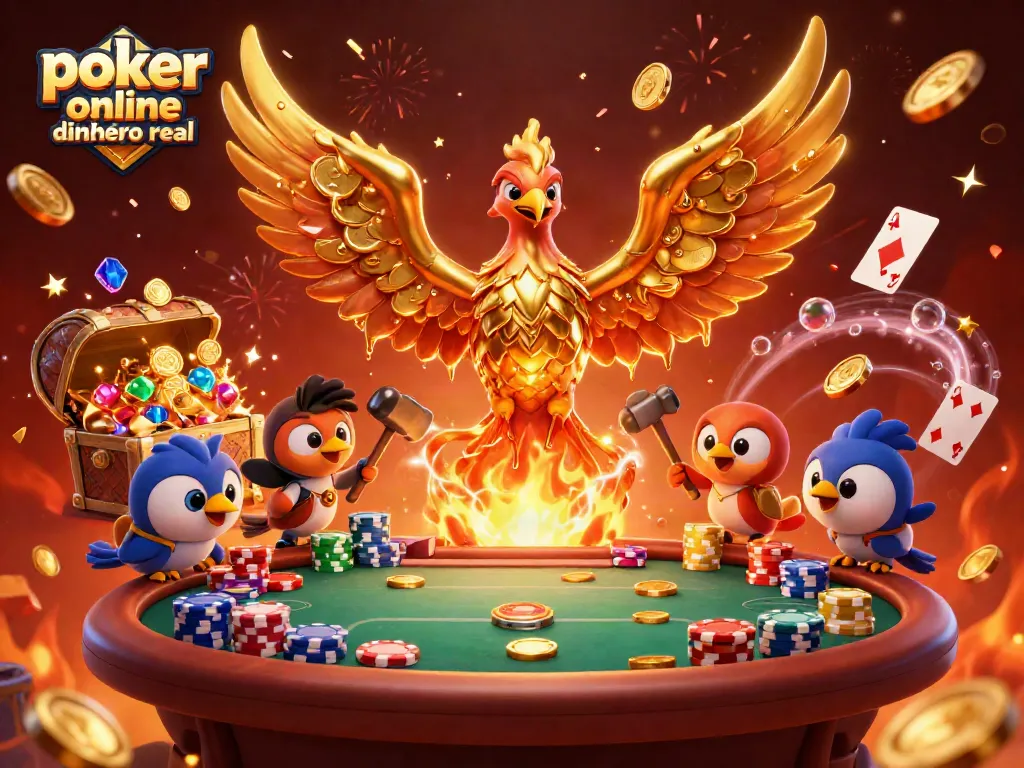Juega póker online España dinero real con el emocionante entorno de una sala de póker llena de acción.