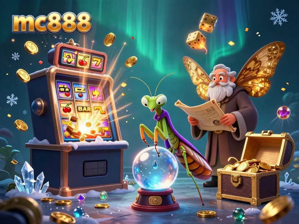 Slot online menangkan jackpot besar bersama mc888 dengan gambar ilustrasi detail 3D penuh warna.