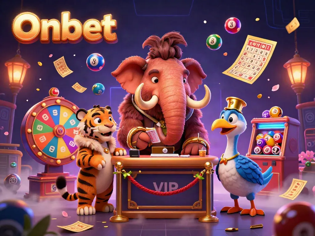 Onbet offers a vibrant casino experience with a woolly mammoth bouncer, lottery excitement, and an engaging atmosphere.