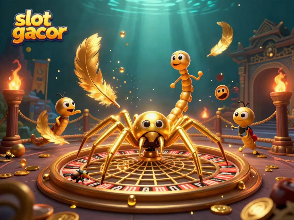 Experience the thrill of slot gacor with a dynamic 3D illustration showcasing a casino scene.