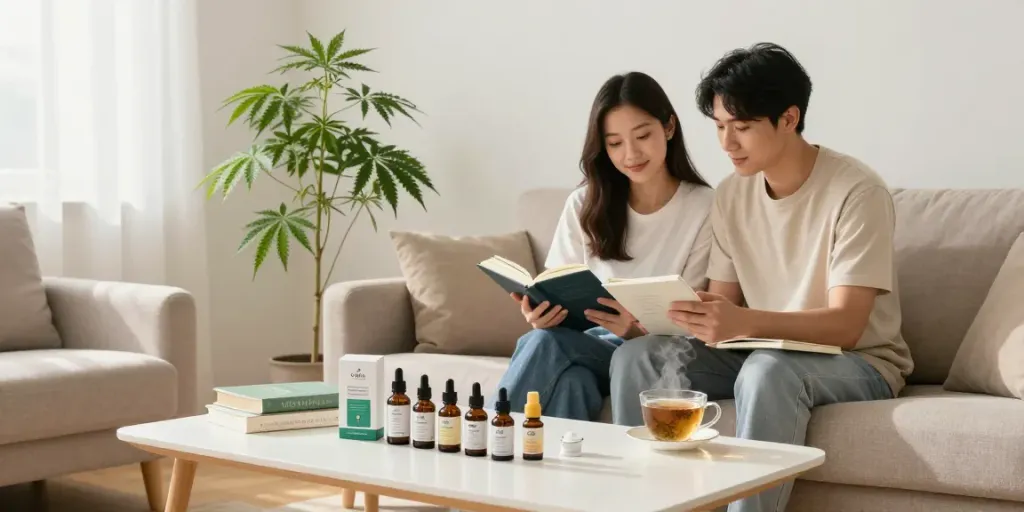 Discovering premium CBD health options with wholesale cigarette online products and a calming home wellness atmosphere.