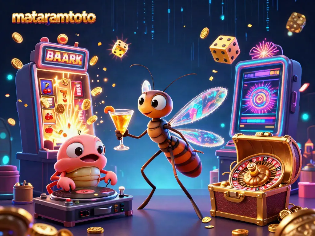 Experience thrilling gameplay at MATARAMTOTO with a vibrant casino atmosphere featuring iconic symbols and characters.