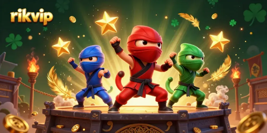 Engage with thrilling martial arts at rik vip casino, where vibrant ninja chameleons represent fun and adventure.